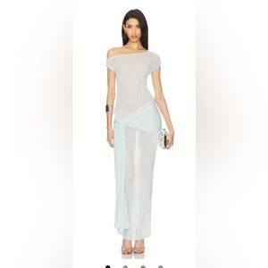 Callie Sheer Midi Knit Dress in Powder Blue